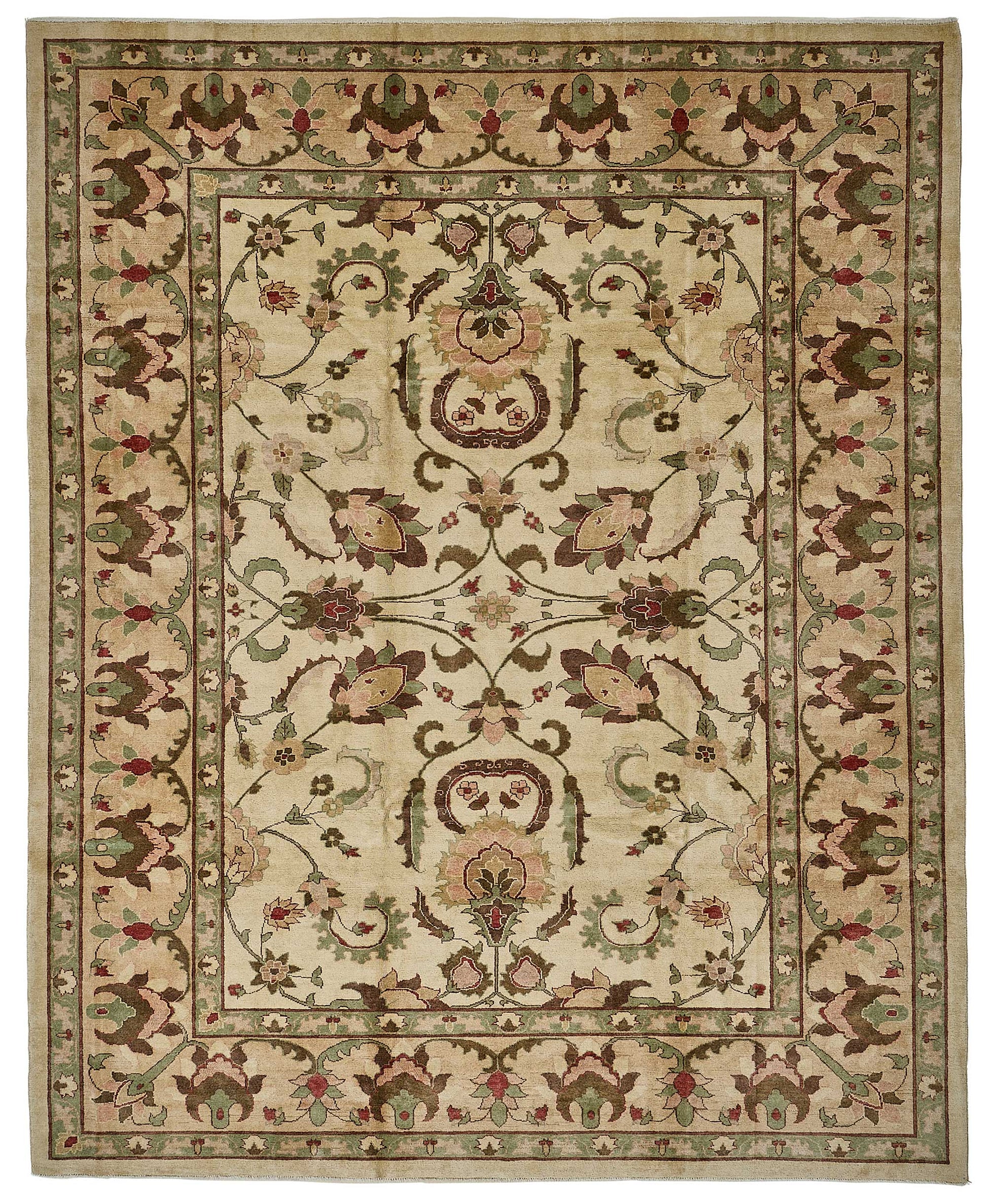 9x12 Beige Turkish Floral Medallion Oushak Rug - 51611