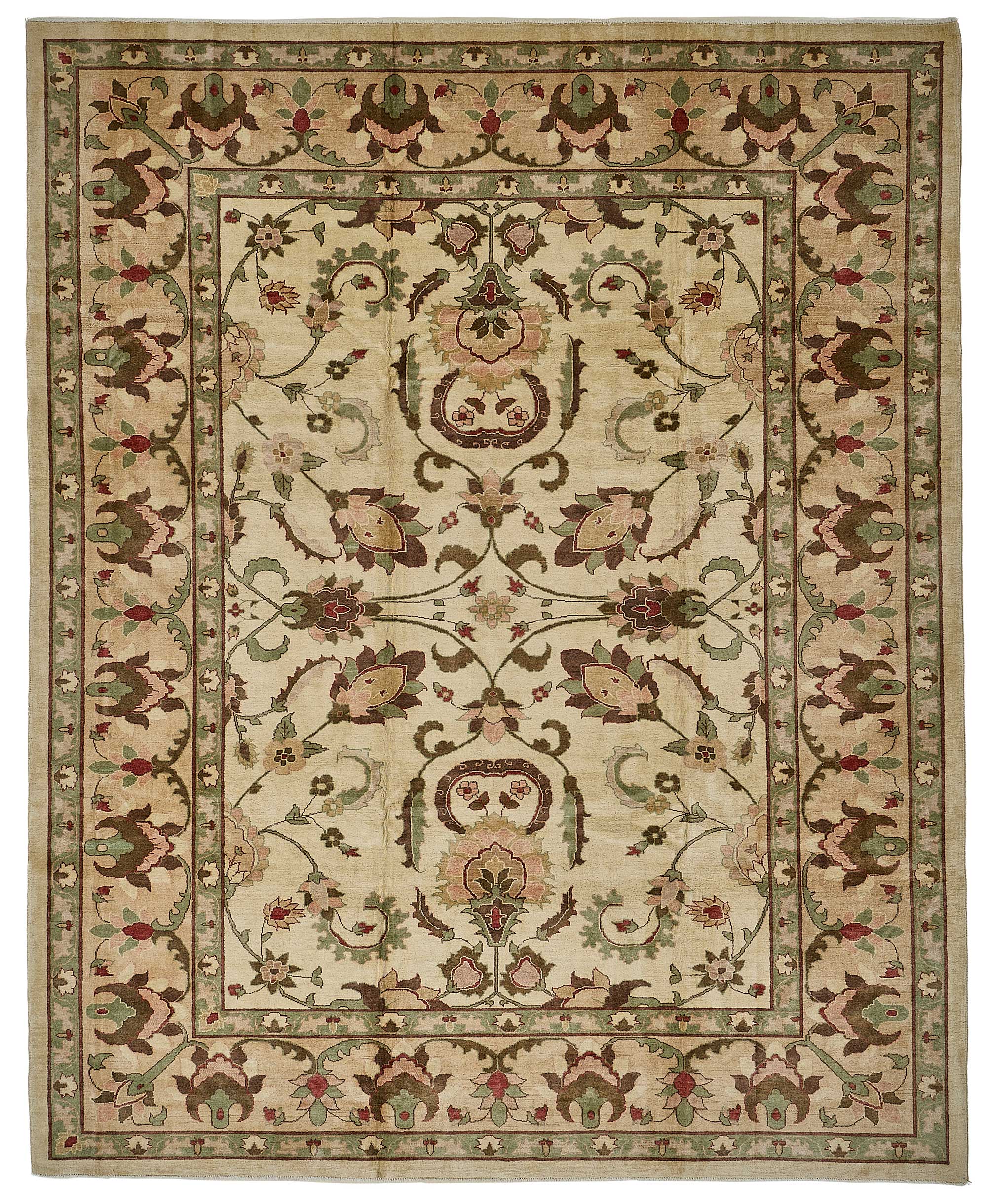 9x12 Beige Turkish Floral Medallion Oushak Rug - 51611