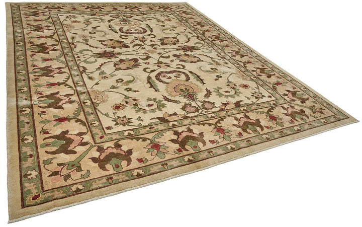9x12 Beige Turkish Floral Medallion Oushak Rug - 51611
