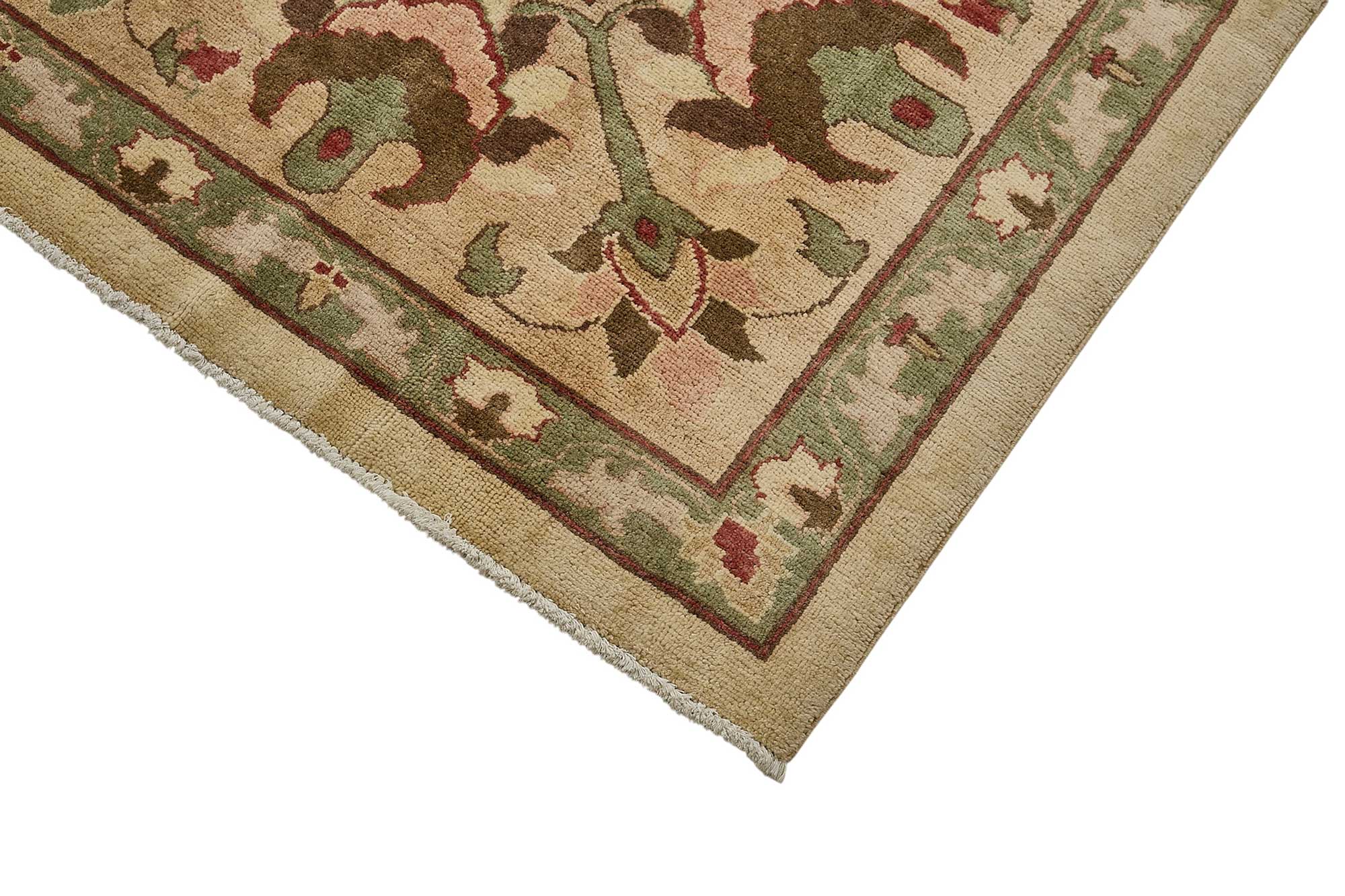 9x12 Beige Turkish Floral Medallion Oushak Rug - 51611