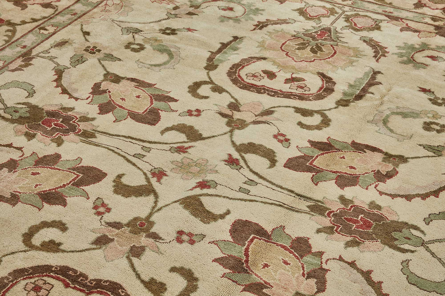 9x12 Beige Turkish Floral Medallion Oushak Rug - 51611