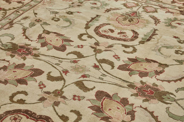 9x12 Beige Turkish Floral Medallion Oushak Rug - 51611