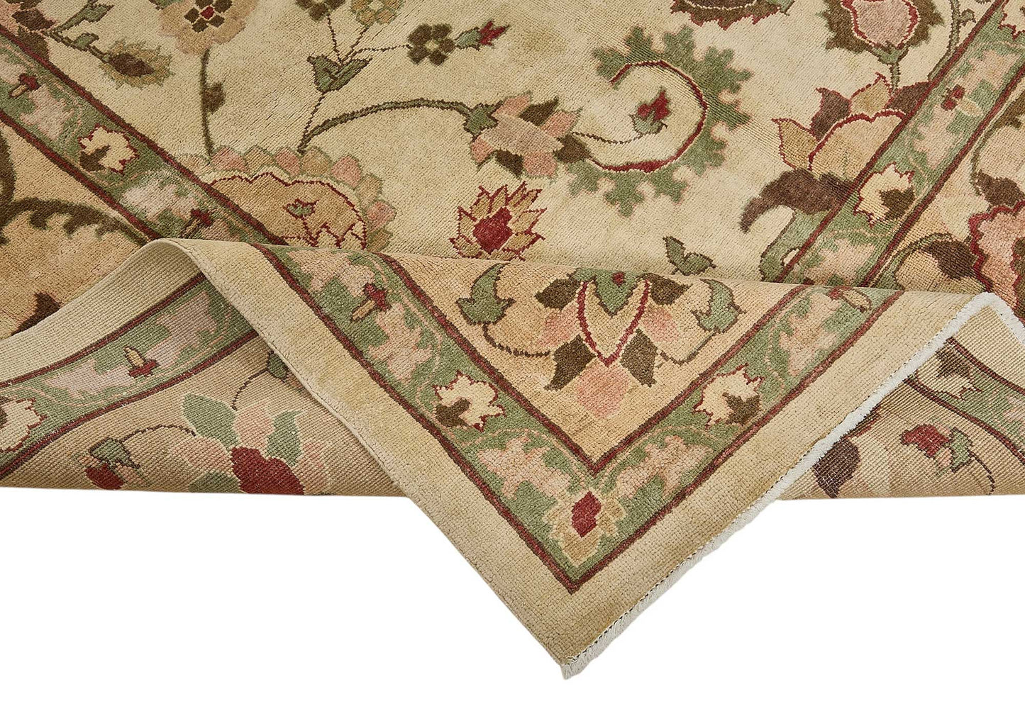 9x12 Beige Turkish Floral Medallion Oushak Rug - 51611