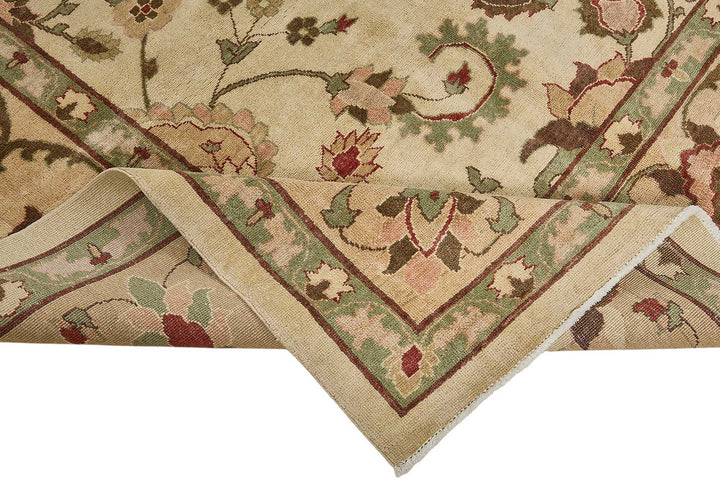 9x12 Beige Turkish Floral Medallion Oushak Rug - 51611