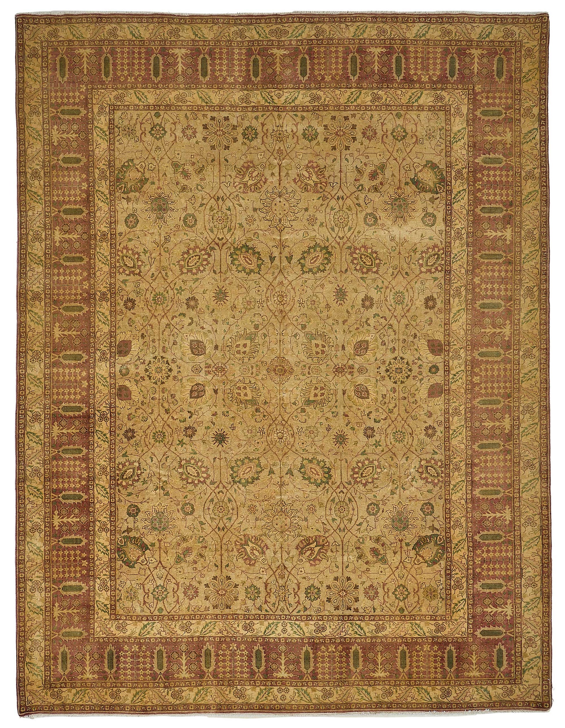 9x12 Beige Traditional Floral Oushak Rug - 51613