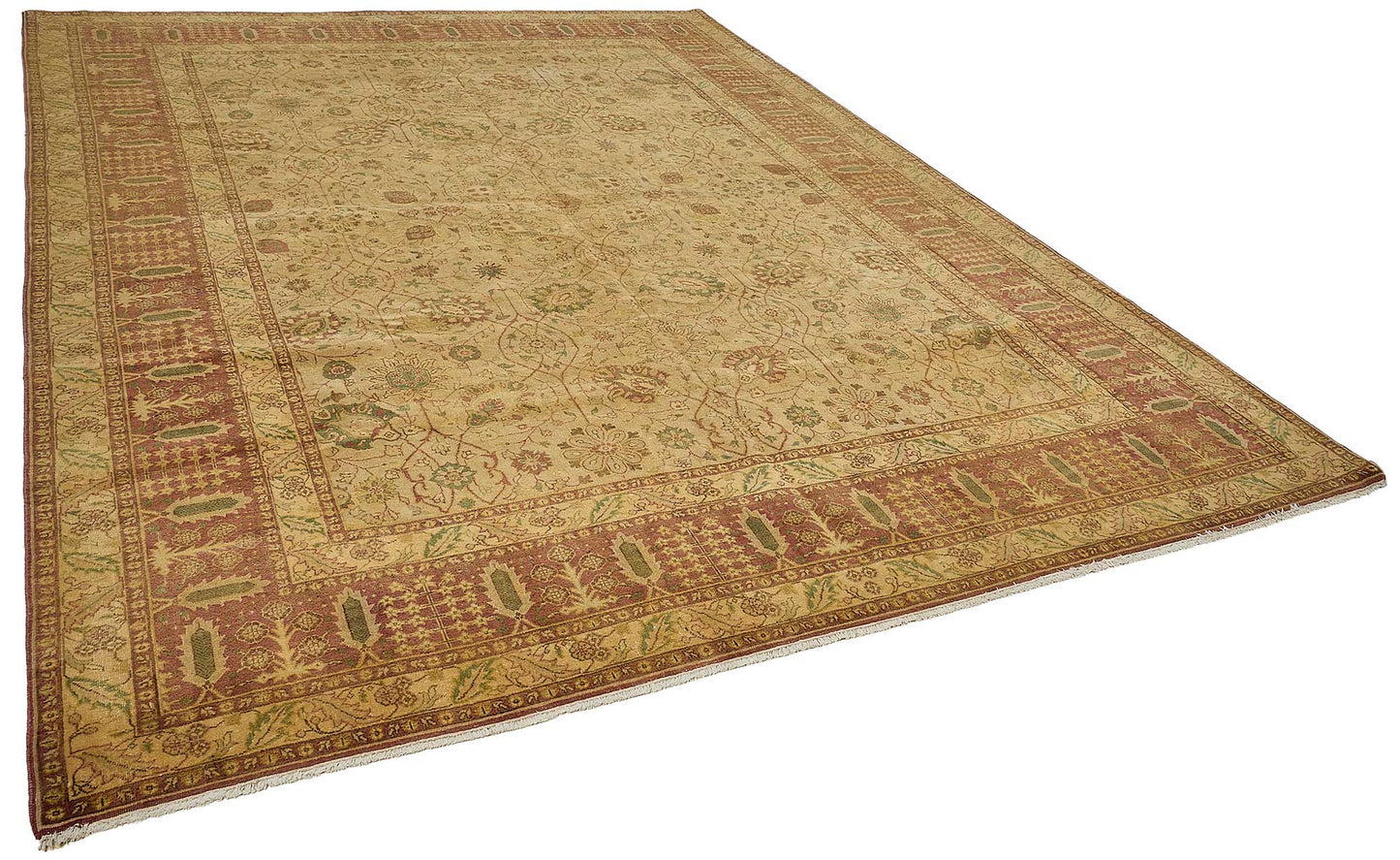 9x12 Beige Traditional Floral Oushak Rug - 51613