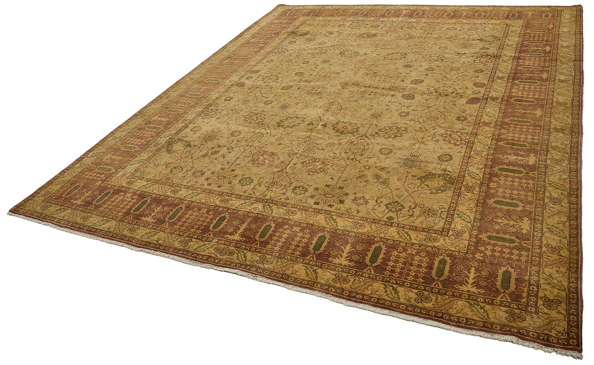 9x12 Beige Traditional Floral Oushak Rug - 51613