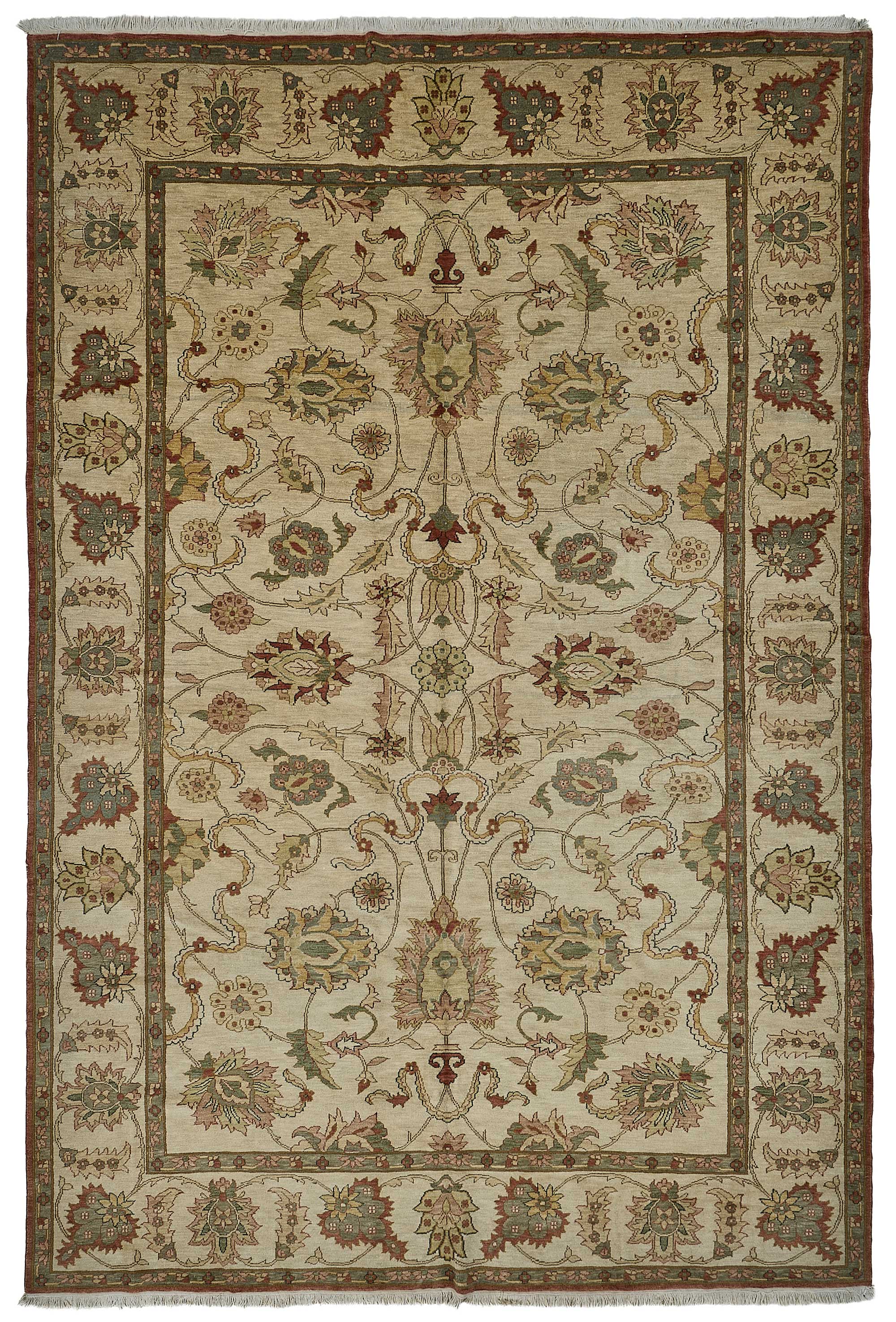 9x13 Beige Traditional Floral Medallion Oushak Rug - 51614