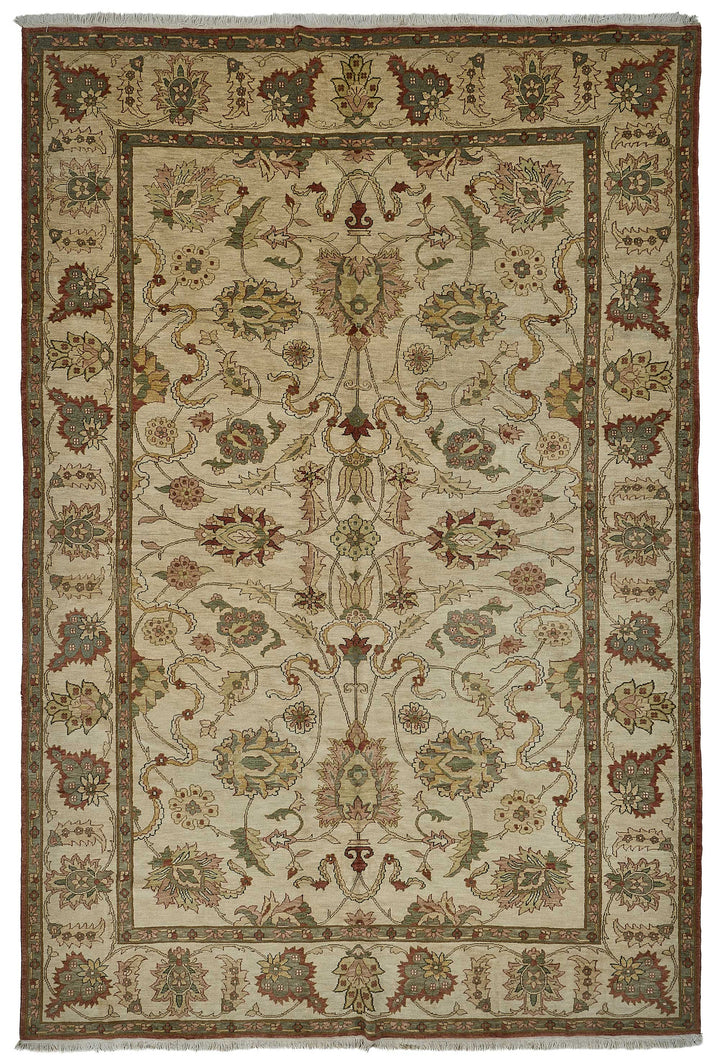 9x13 Beige Traditional Floral Medallion Oushak Rug - 51614