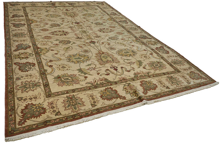 9x13 Beige Traditional Floral Medallion Oushak Rug - 51614