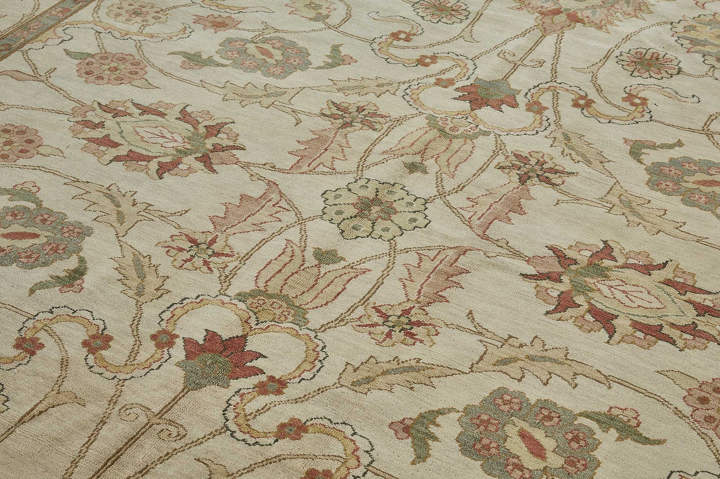 9x13 Beige Traditional Floral Medallion Oushak Rug - 51614