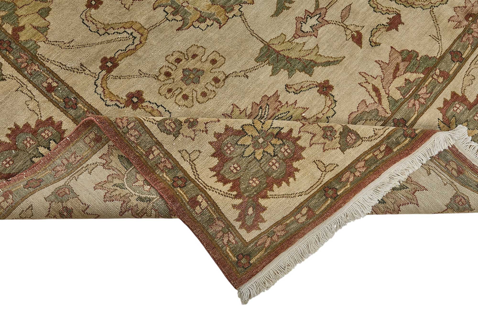 9x13 Beige Traditional Floral Medallion Oushak Rug - 51614