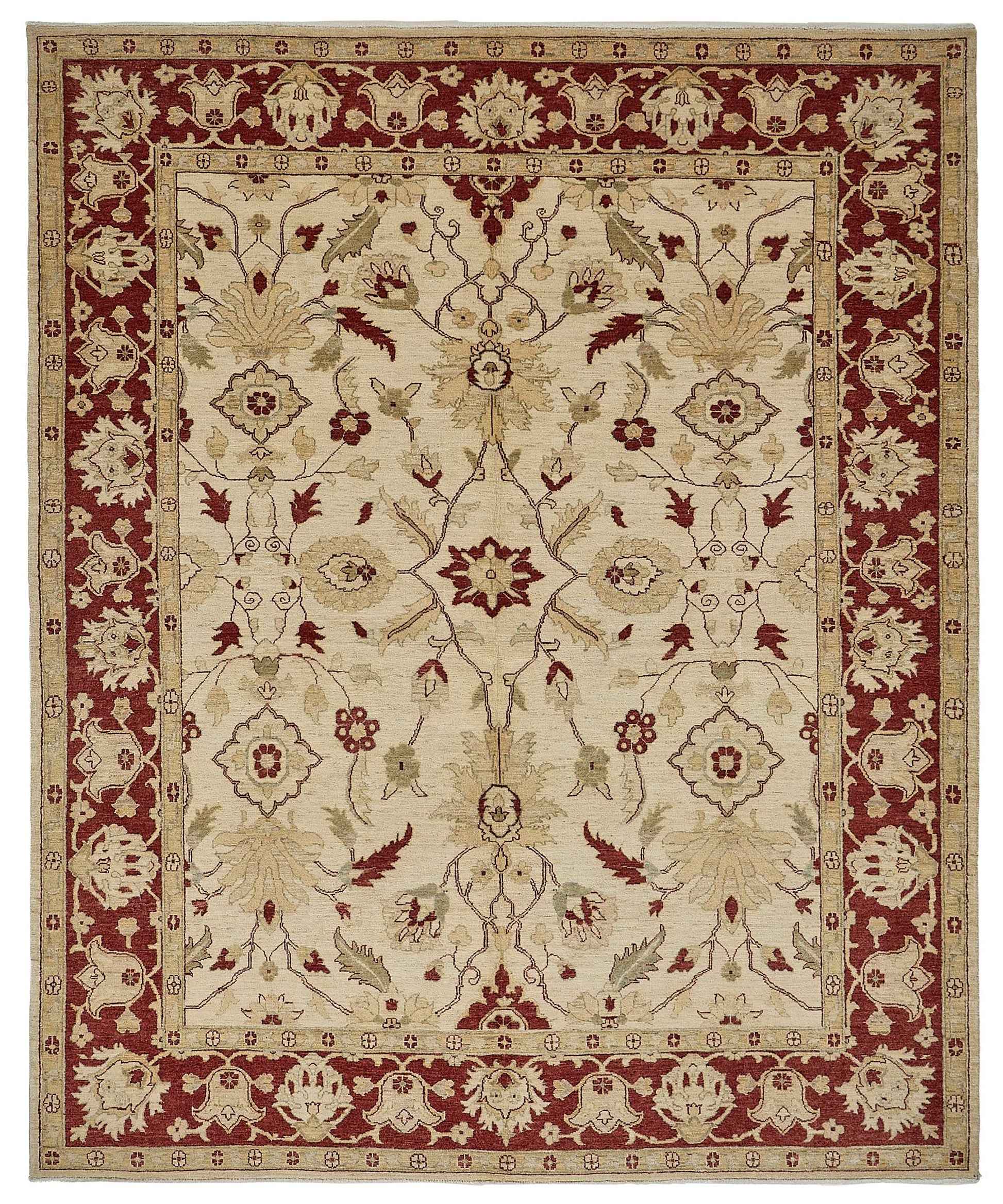 8x10 Beige Turkish Floral Oushak Rug - 51615