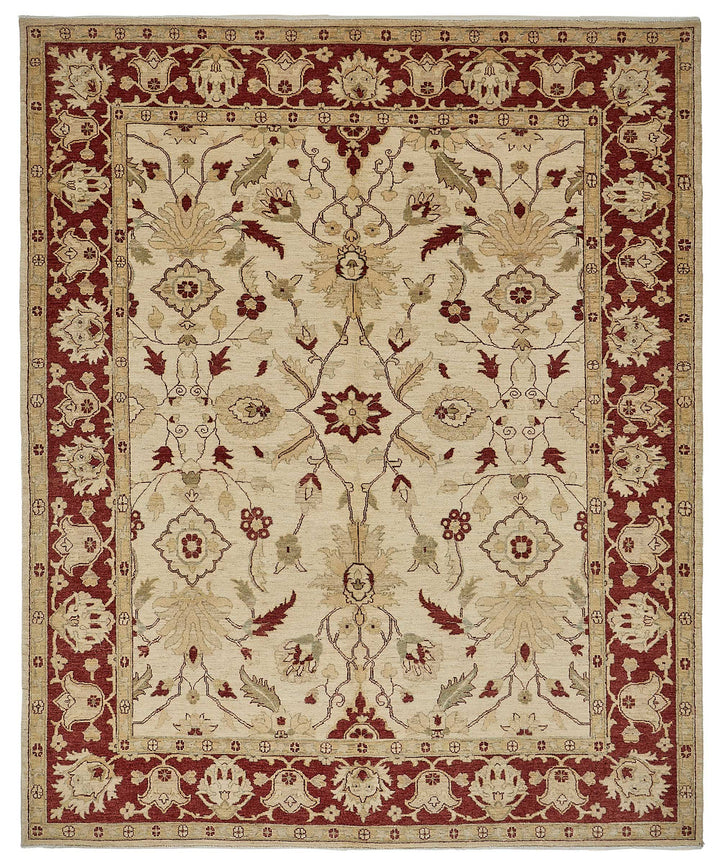 8x10 Beige Turkish Floral Oushak Rug - 51615