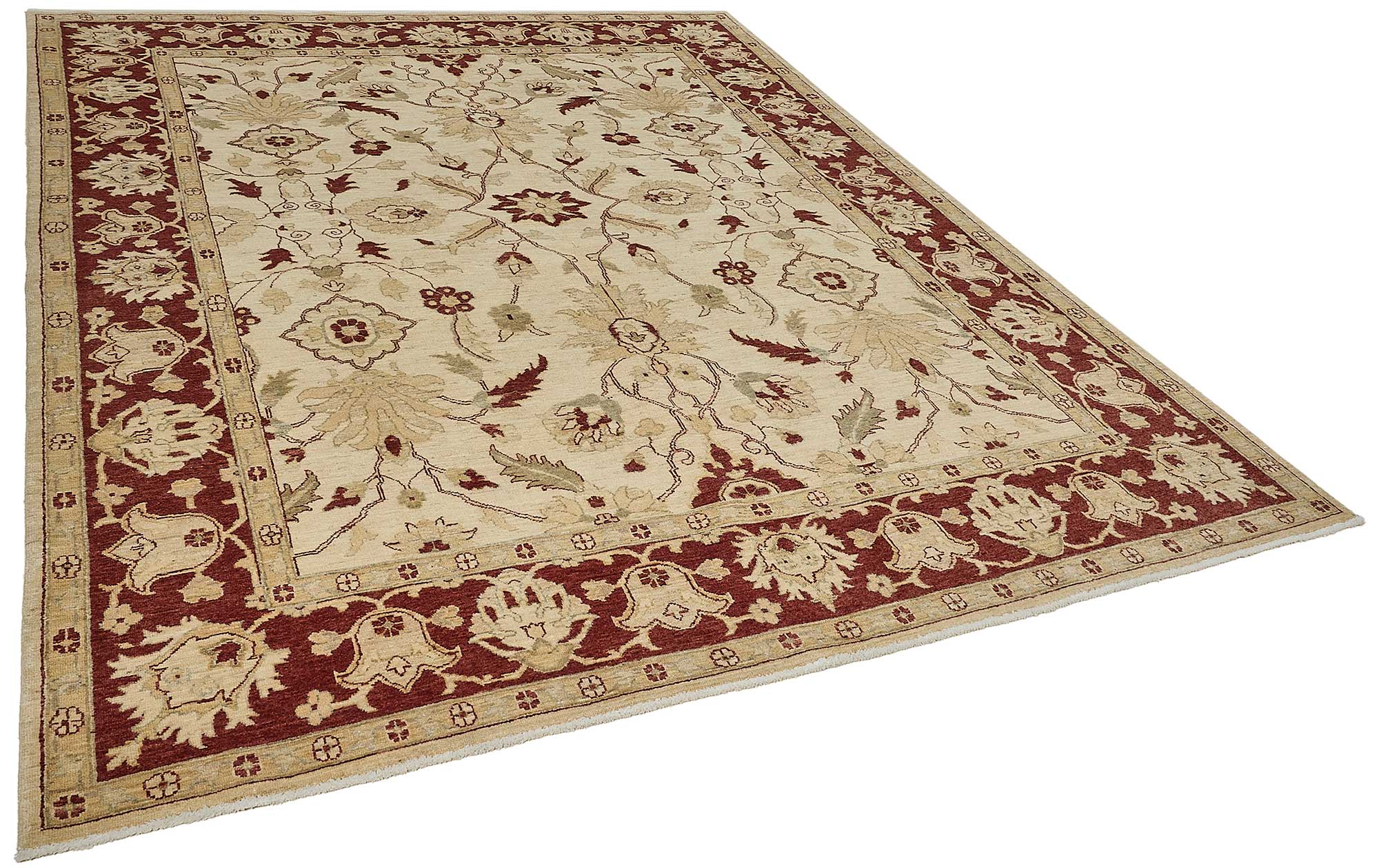 8x10 Beige Turkish Floral Oushak Rug - 51615