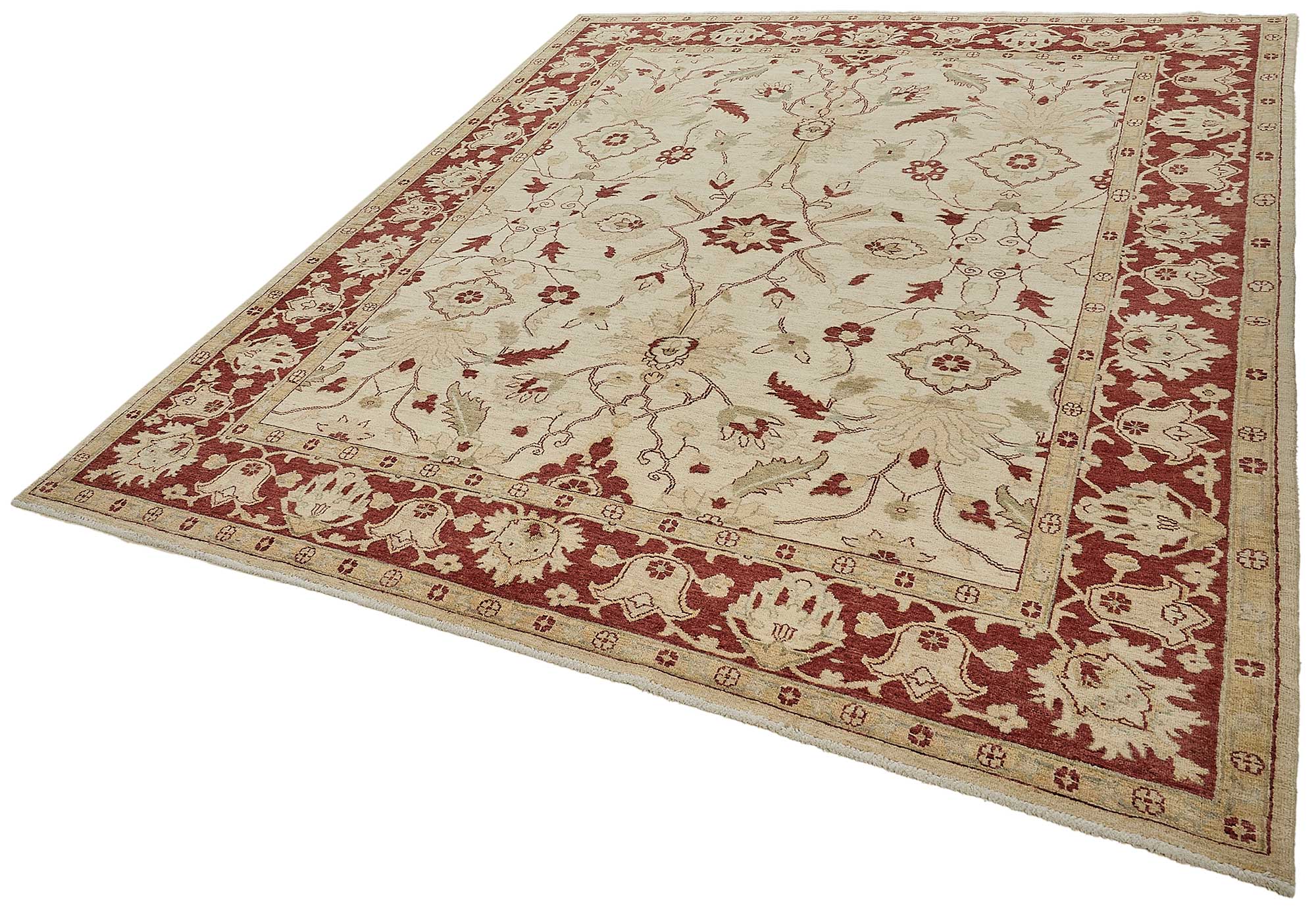 8x10 Beige Turkish Floral Oushak Rug - 51615