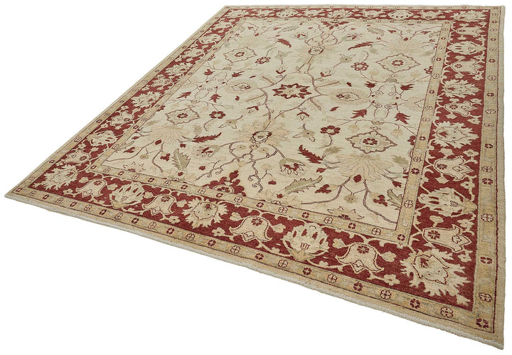 8x10 Beige Turkish Floral Oushak Rug - 51615