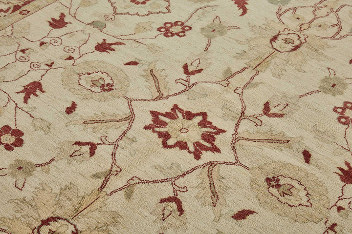 8x10 Beige Turkish Floral Oushak Rug - 51615