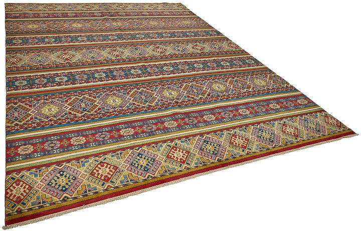 9x12 Red Handmade Striped Oushak Rug - 51618