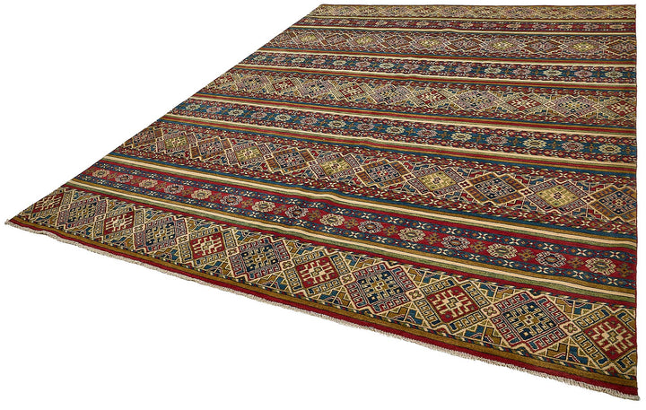 9x12 Red Handmade Striped Oushak Rug - 51618