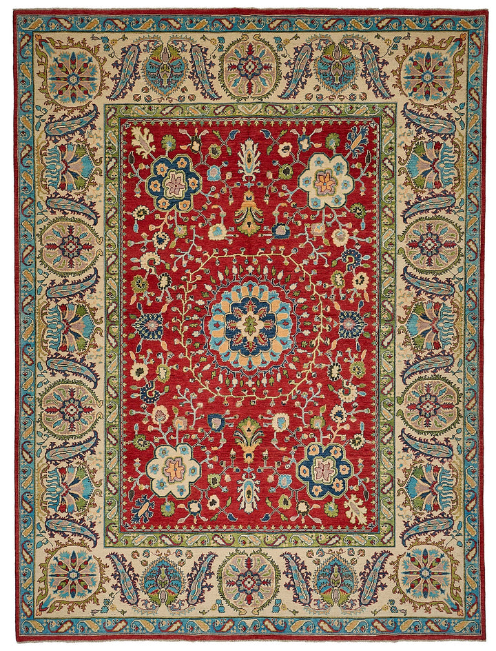 8x11 Red Floral Medallion Oushak Rug - 51620