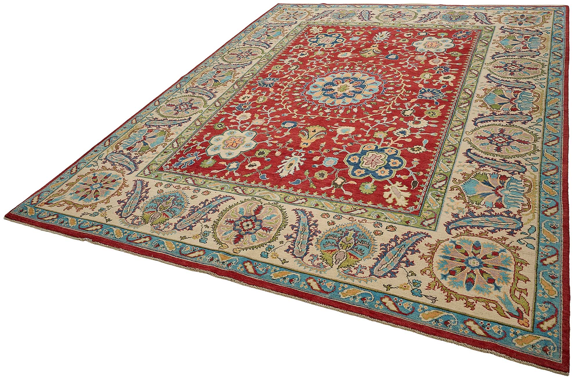 8x11 Red Floral Medallion Oushak Rug - 51620