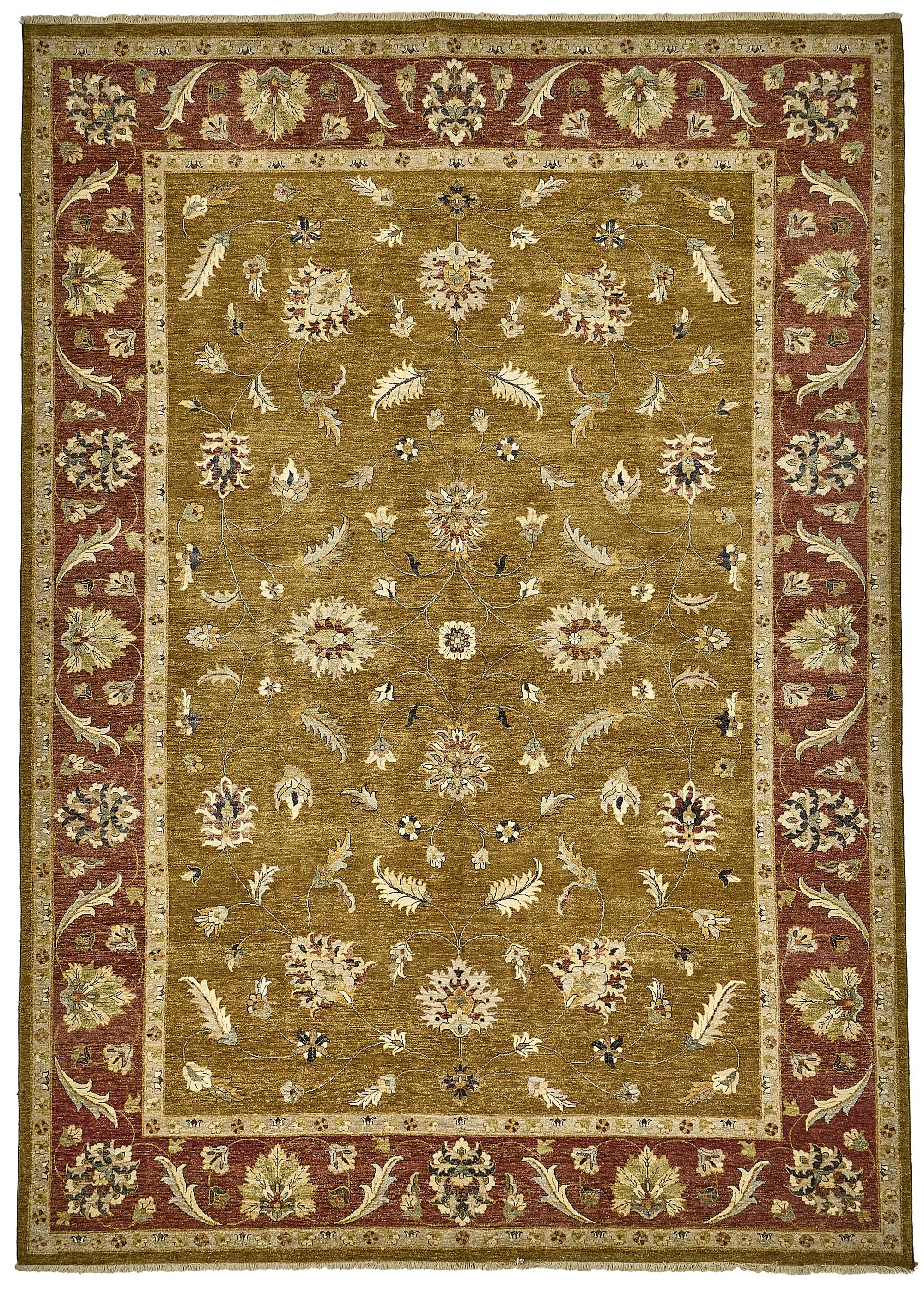 10x14 Yellow Traditional Floral Oushak Rug - 51625