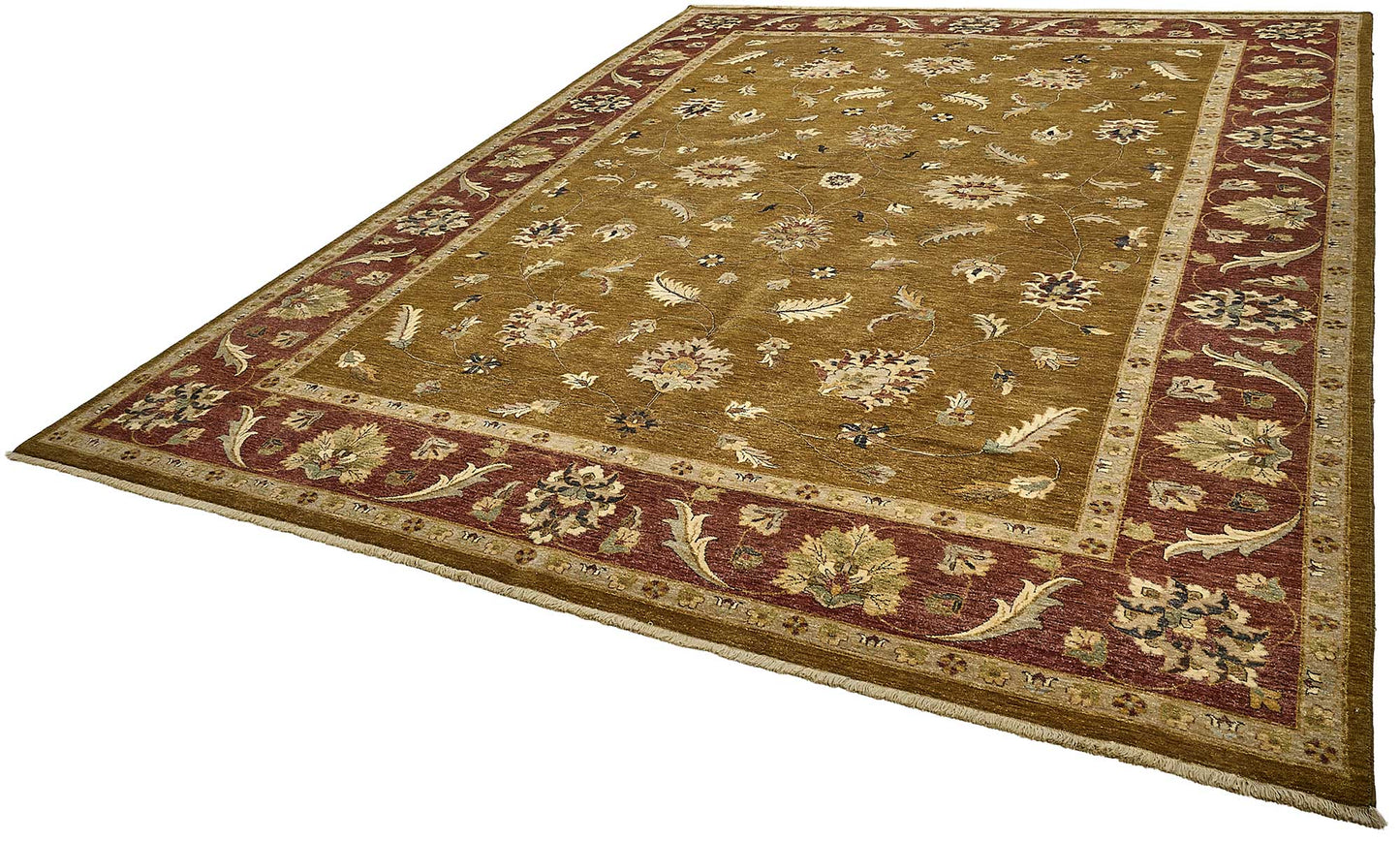 10x14 Yellow Traditional Floral Oushak Rug - 51625