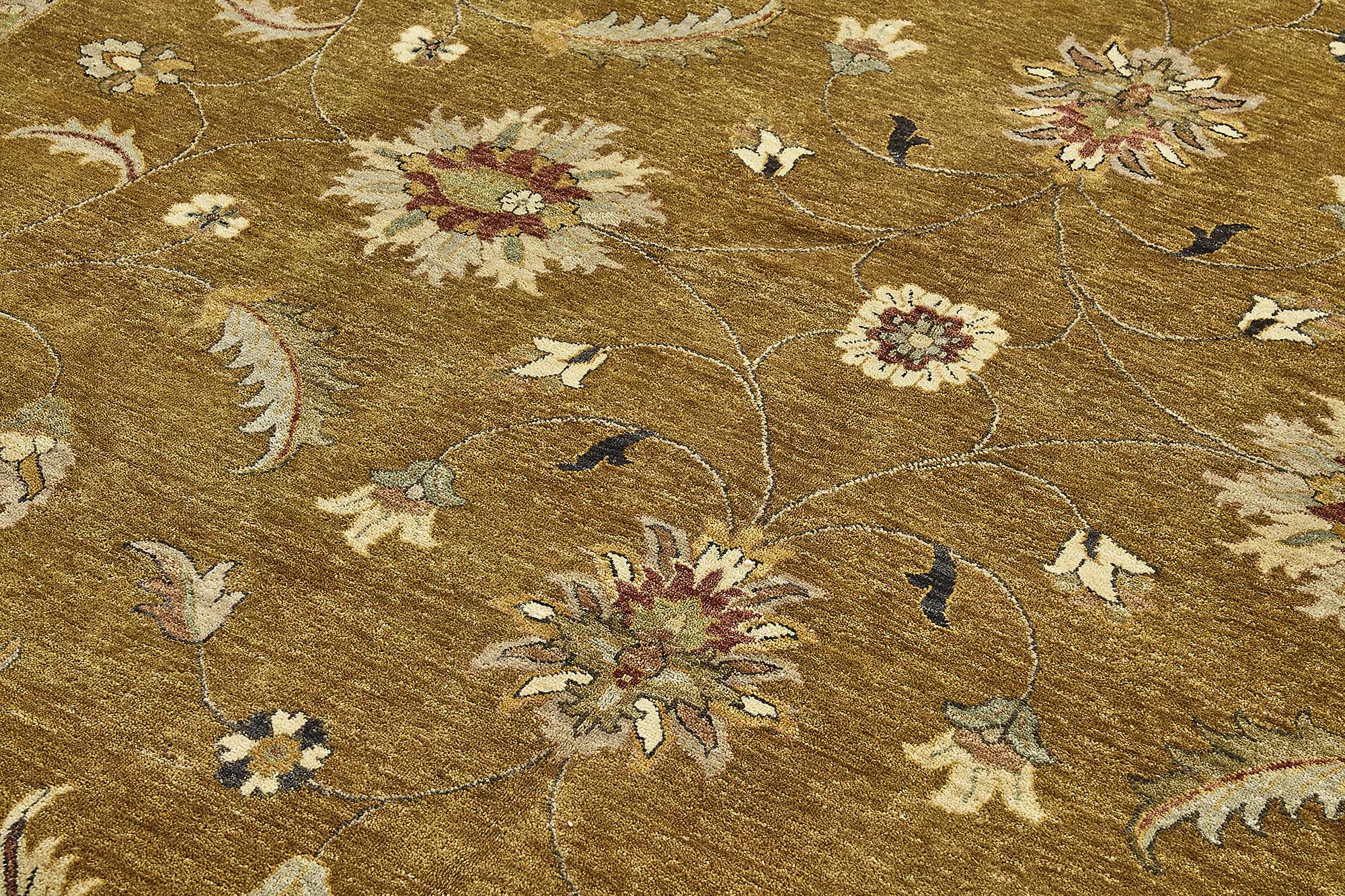10x14 Yellow Traditional Floral Oushak Rug - 51625