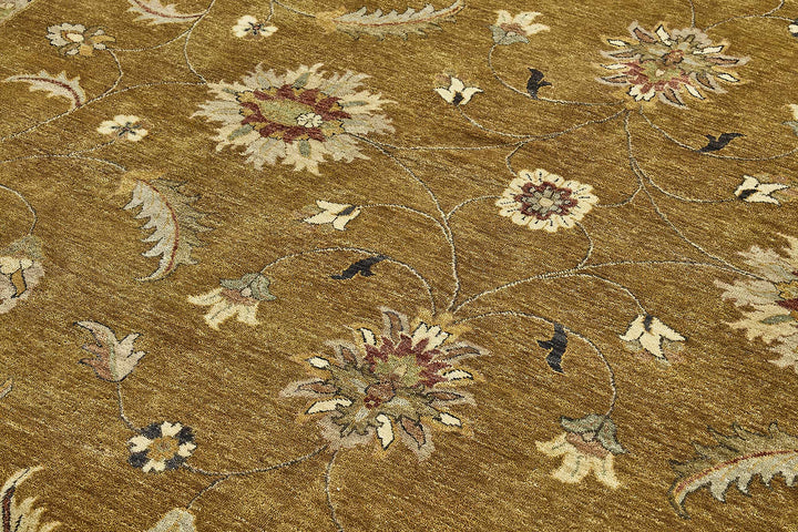 10x14 Yellow Traditional Floral Oushak Rug - 51625