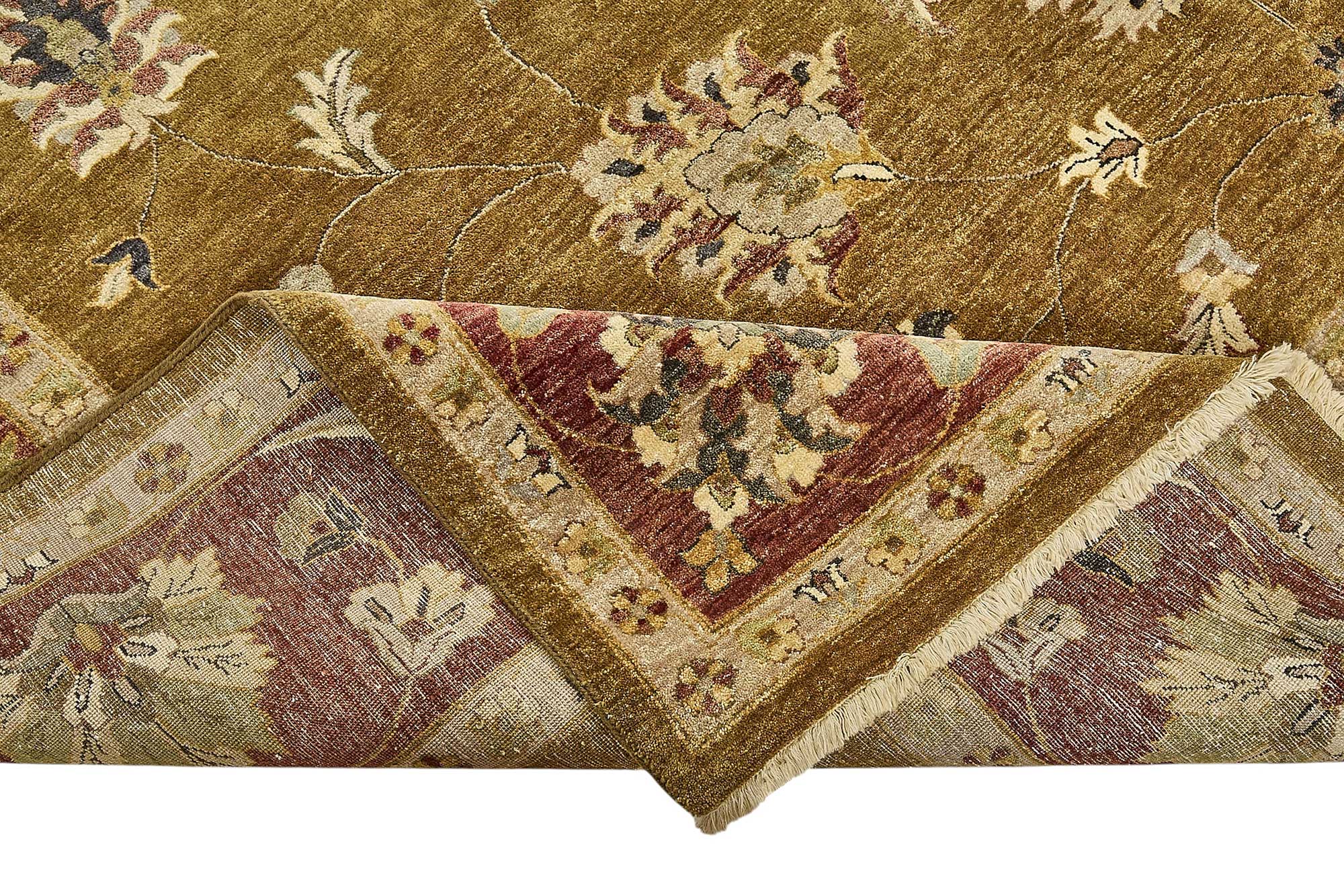 10x14 Yellow Traditional Floral Oushak Rug - 51625