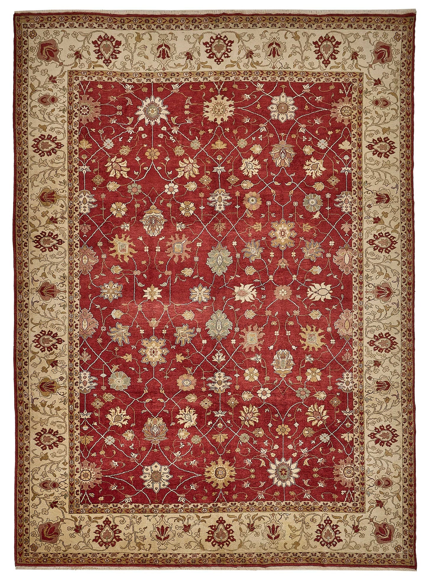 10x14 Red Handmade Floral Oushak Rug - 51626