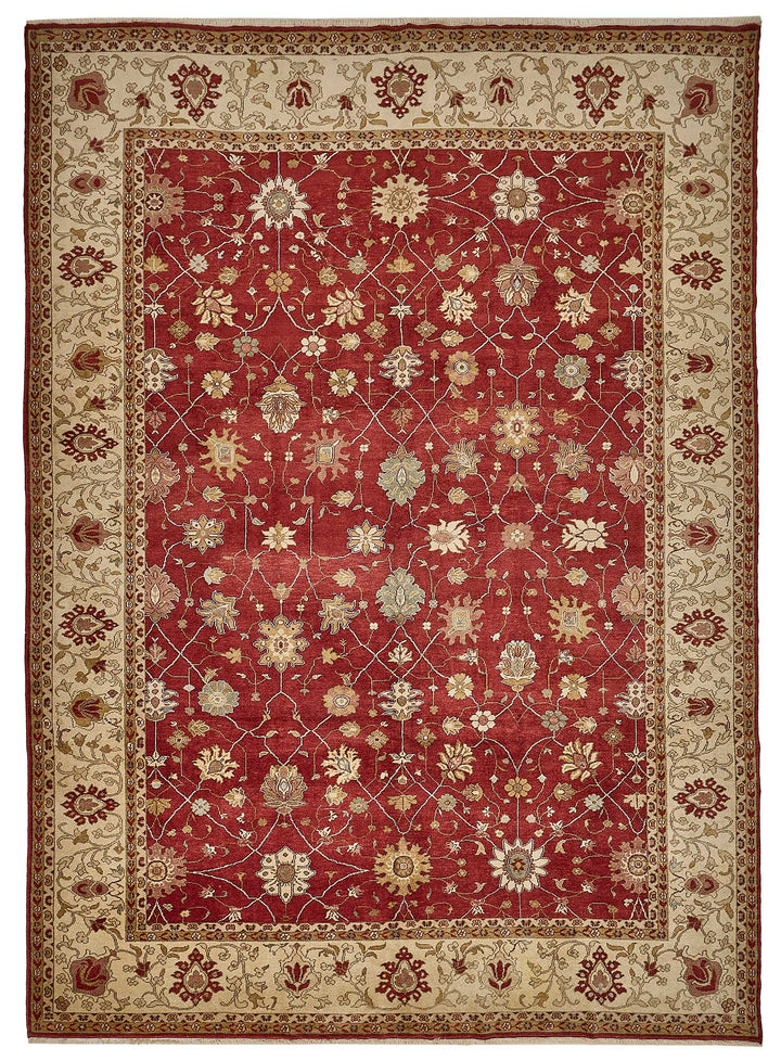 10x14 Red Handmade Floral Oushak Rug - 51626