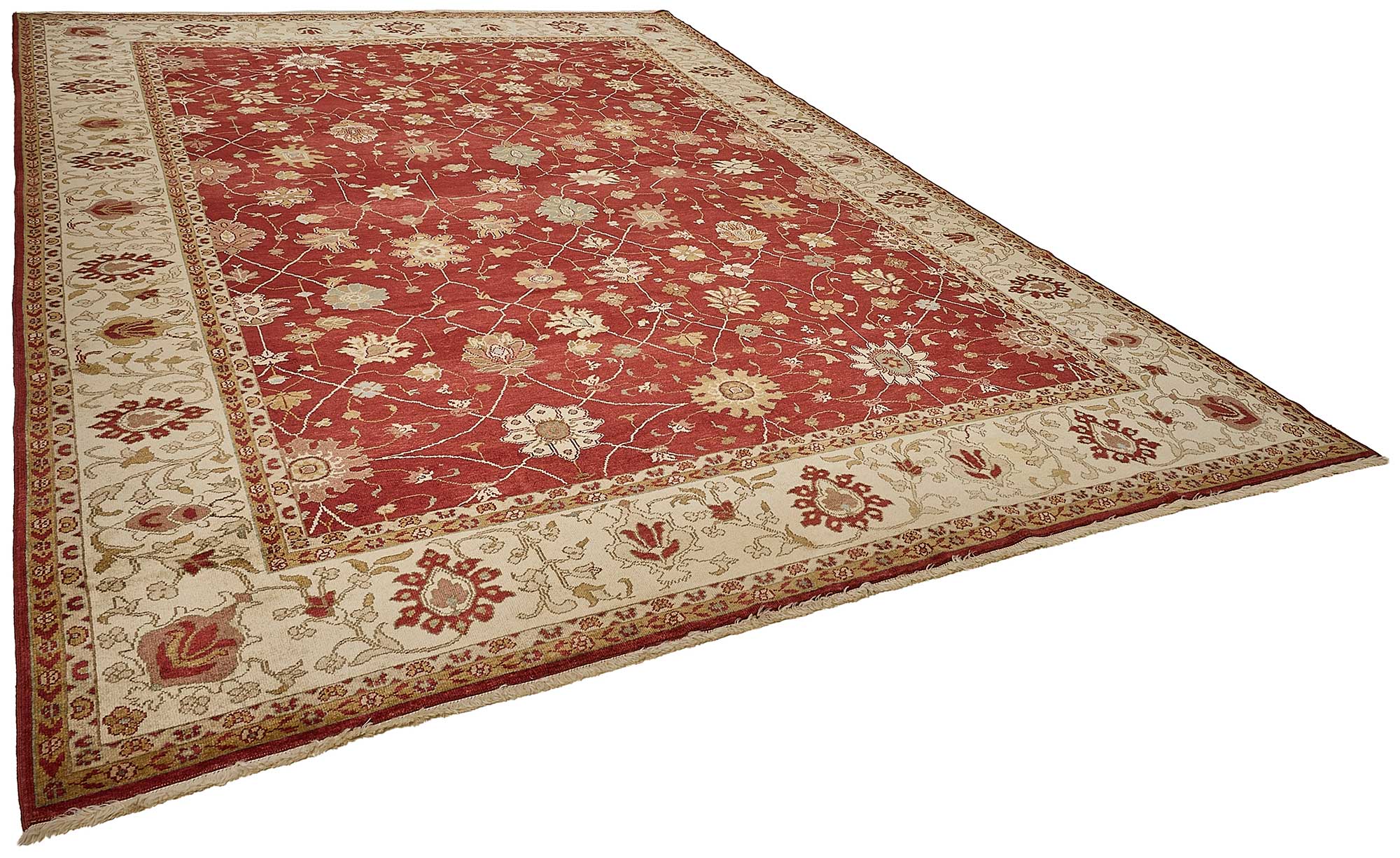 10x14 Red Handmade Floral Oushak Rug - 51626