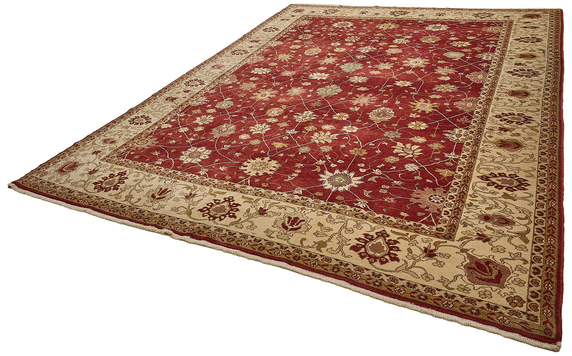 10x14 Red Handmade Floral Oushak Rug - 51626