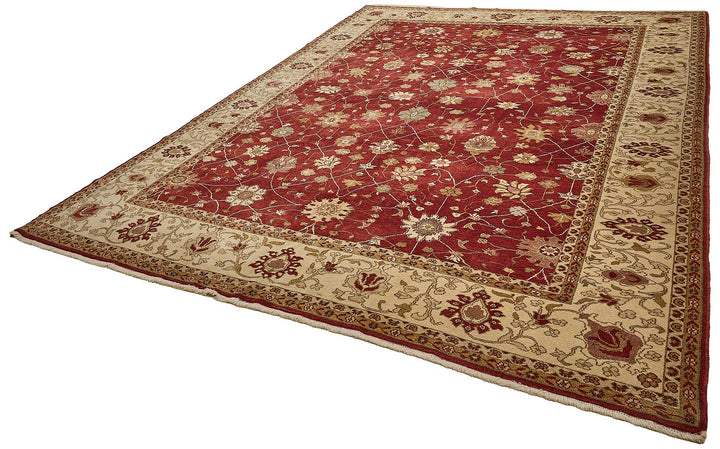 10x14 Red Handmade Floral Oushak Rug - 51626