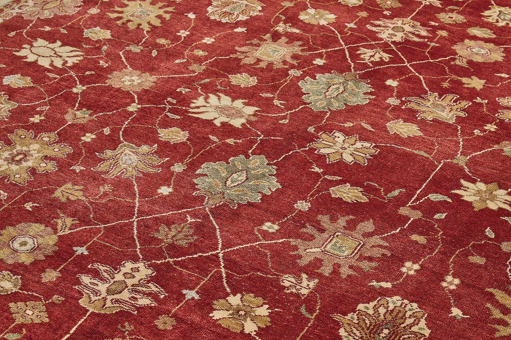 10x14 Red Handmade Floral Oushak Rug - 51626
