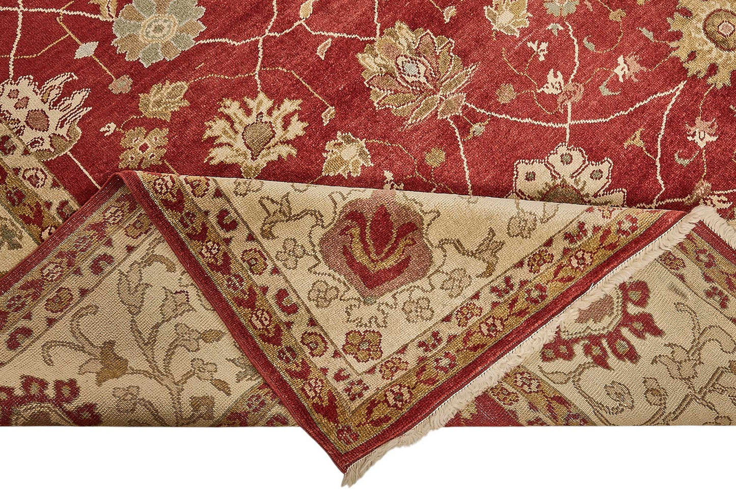 10x14 Red Handmade Floral Oushak Rug - 51626