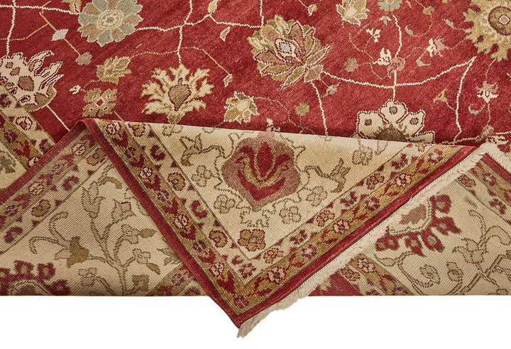 10x14 Red Handmade Floral Oushak Rug - 51626