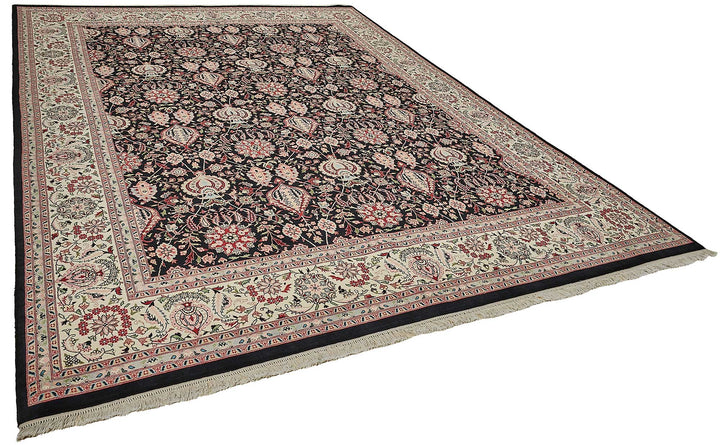 9x12 Black Floral Oushak Rug - 51628