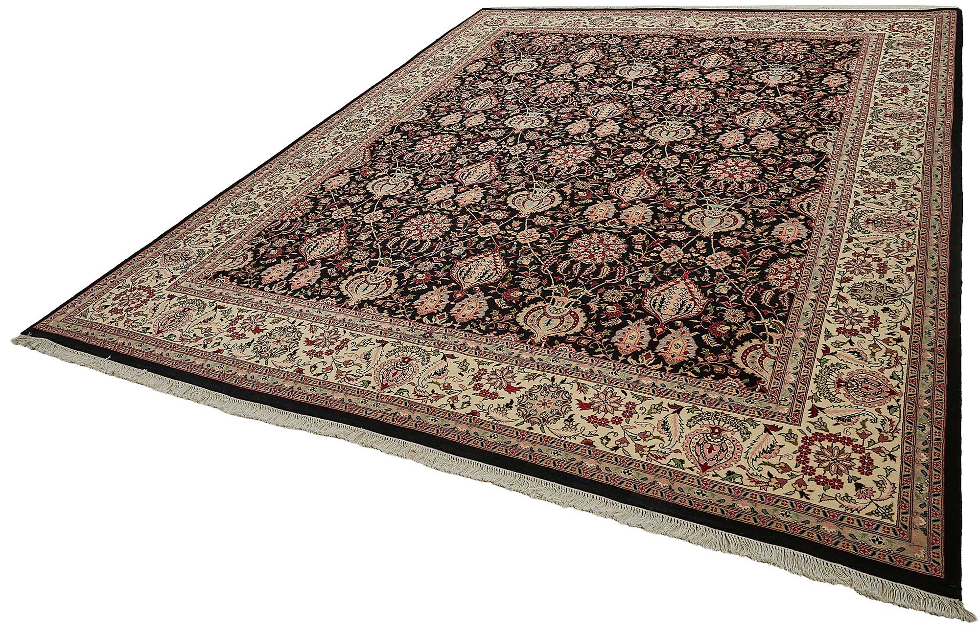 9x12 Black Floral Oushak Rug - 51628
