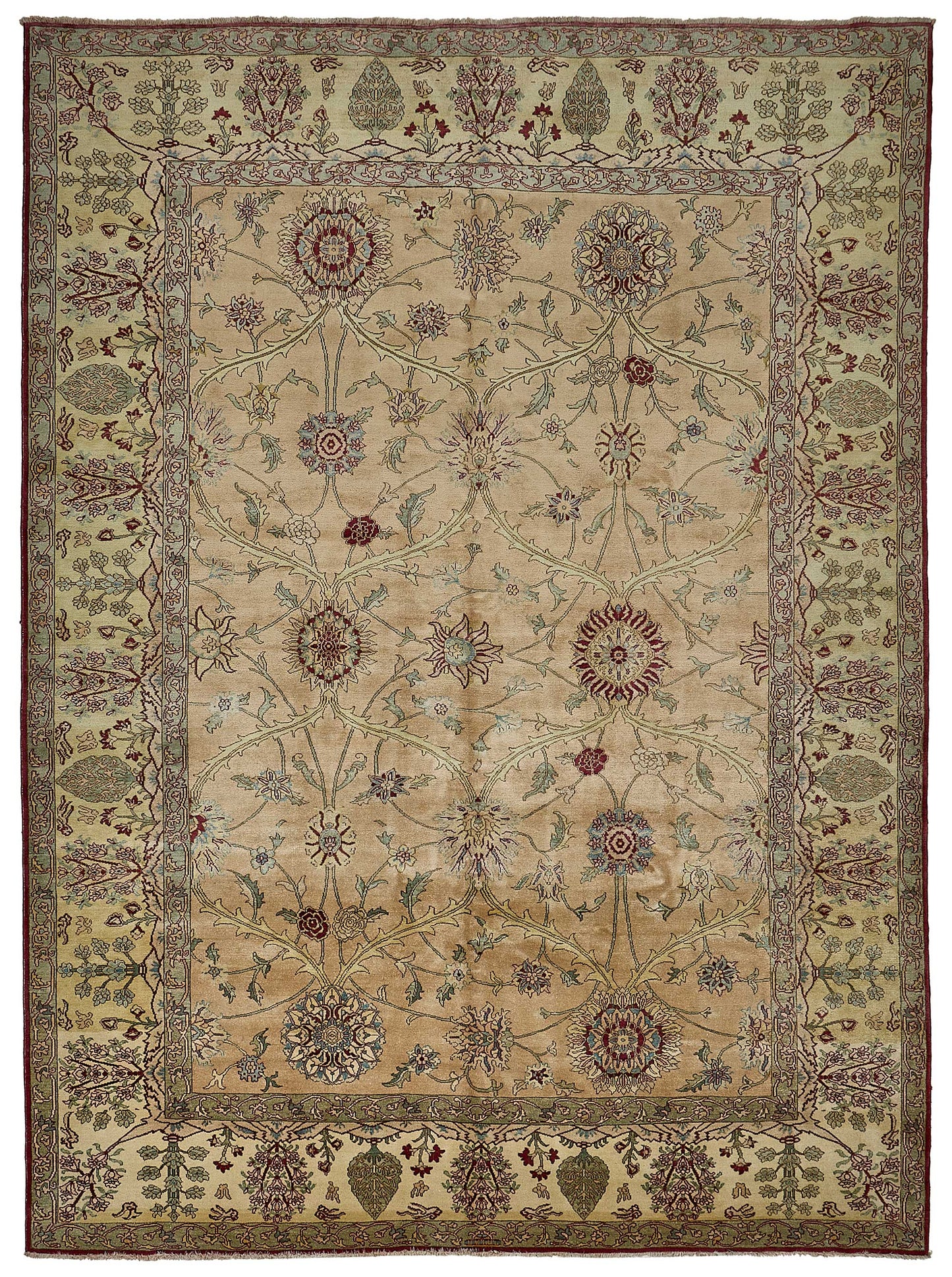10x13 Beige Traditional Floral Oushak Rug - 51629