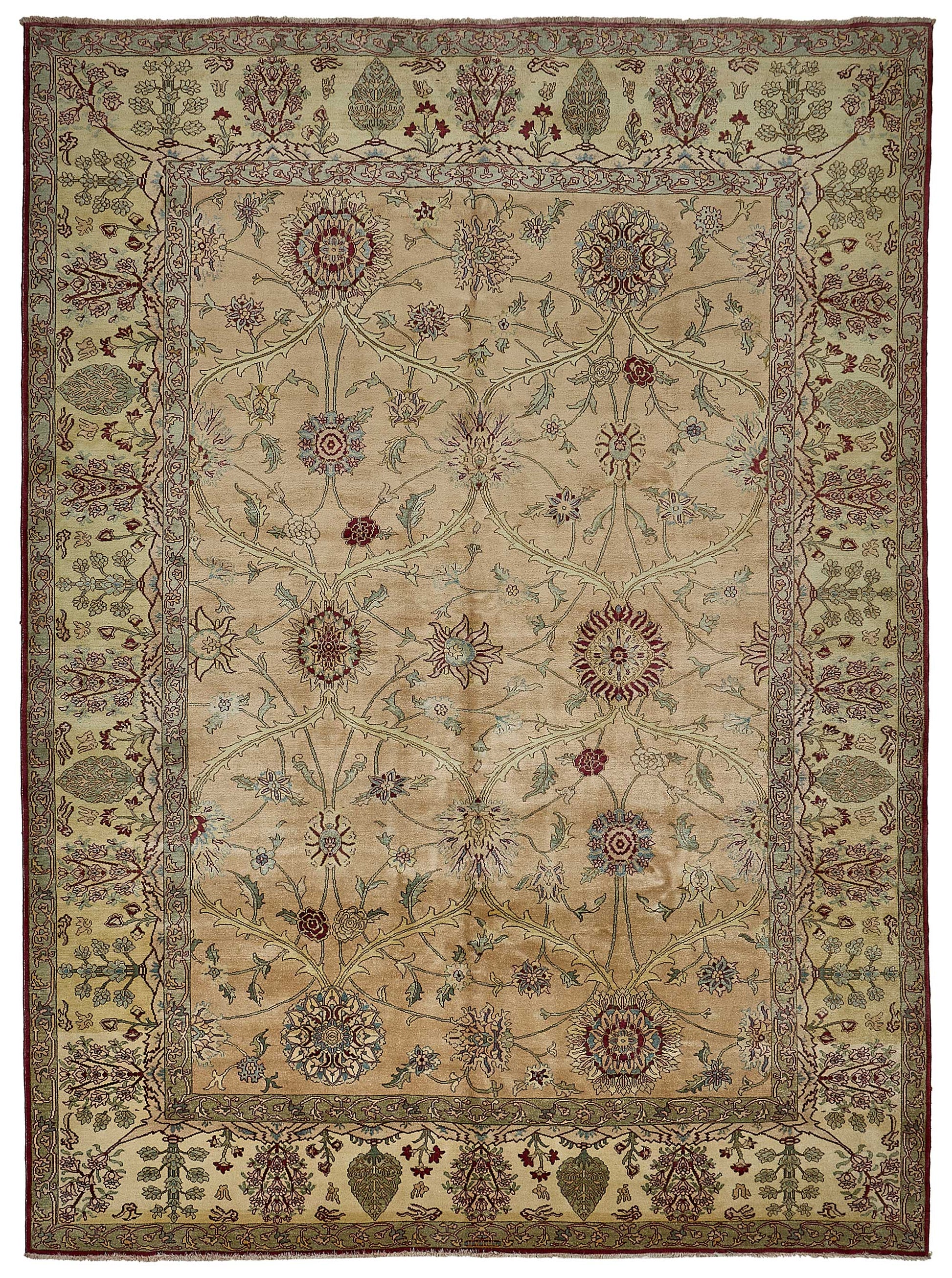 10x13 Beige Traditional Floral Oushak Rug - 51629