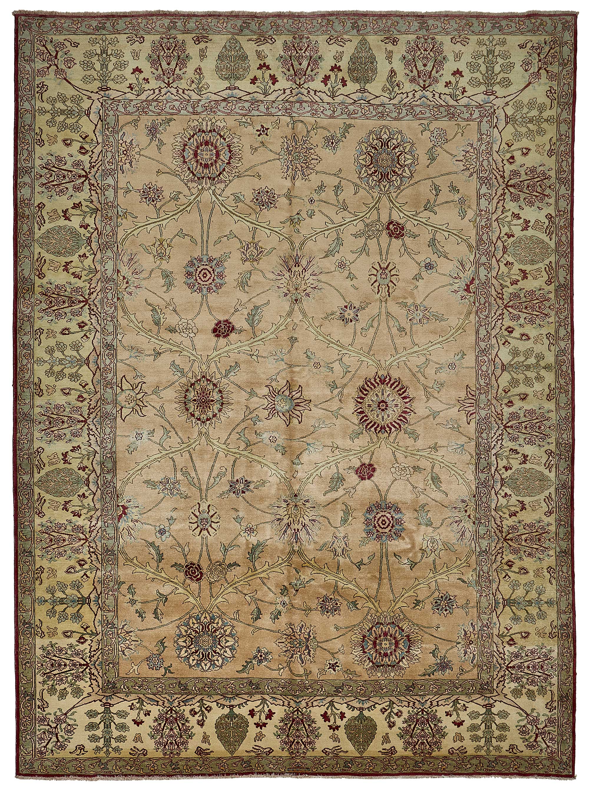 10x13 Beige Traditional Floral Oushak Rug - 51629