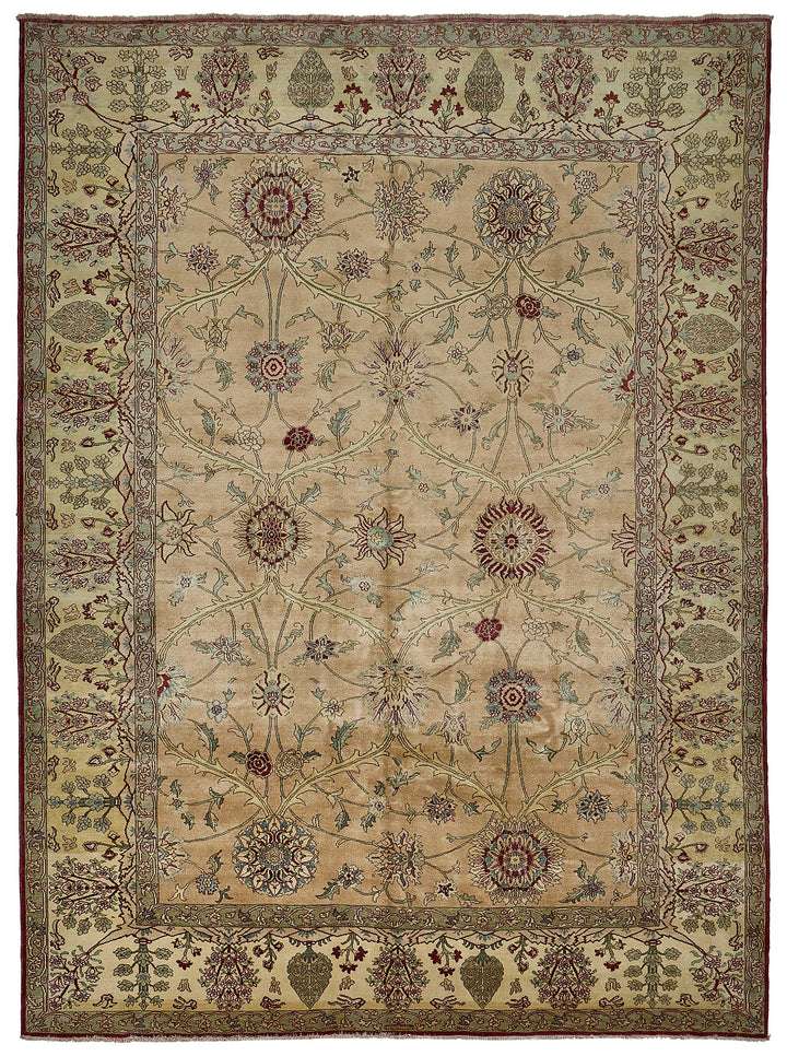10x13 Beige Traditional Floral Oushak Rug - 51629