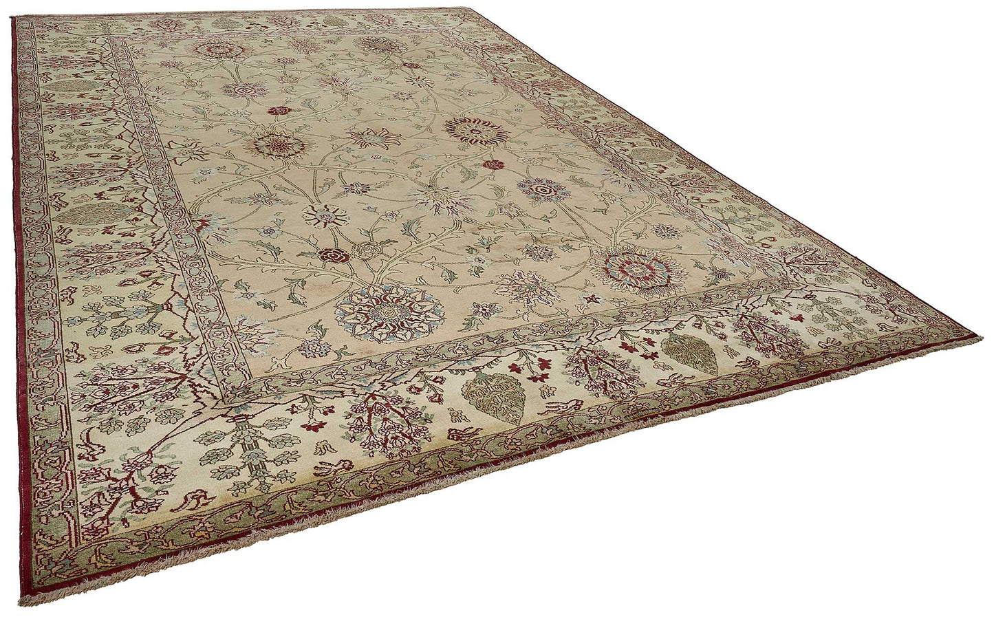10x13 Beige Traditional Floral Oushak Rug - 51629