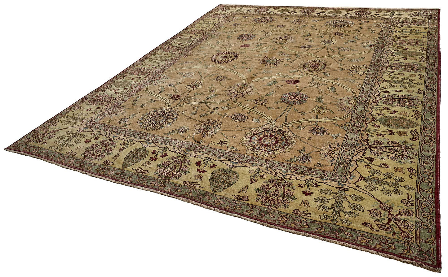 10x13 Beige Traditional Floral Oushak Rug - 51629