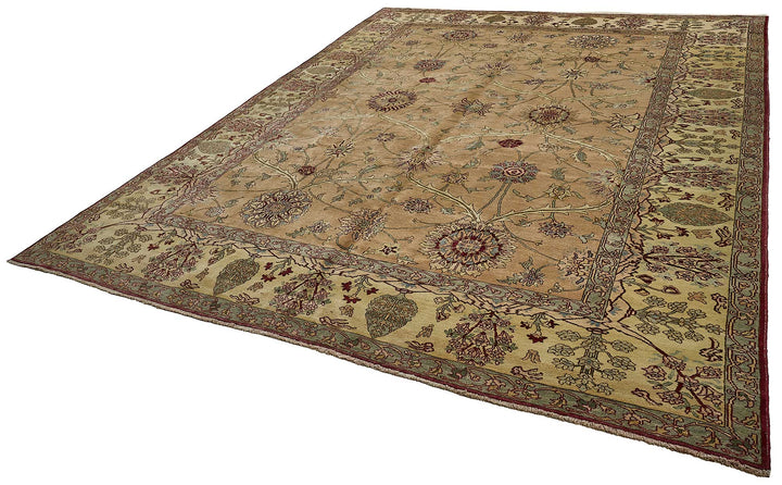 10x13 Beige Traditional Floral Oushak Rug - 51629