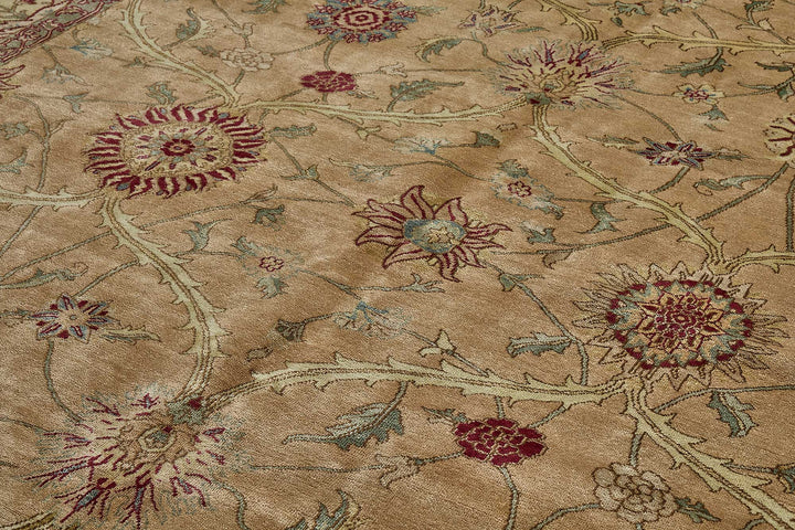 10x13 Beige Traditional Floral Oushak Rug - 51629