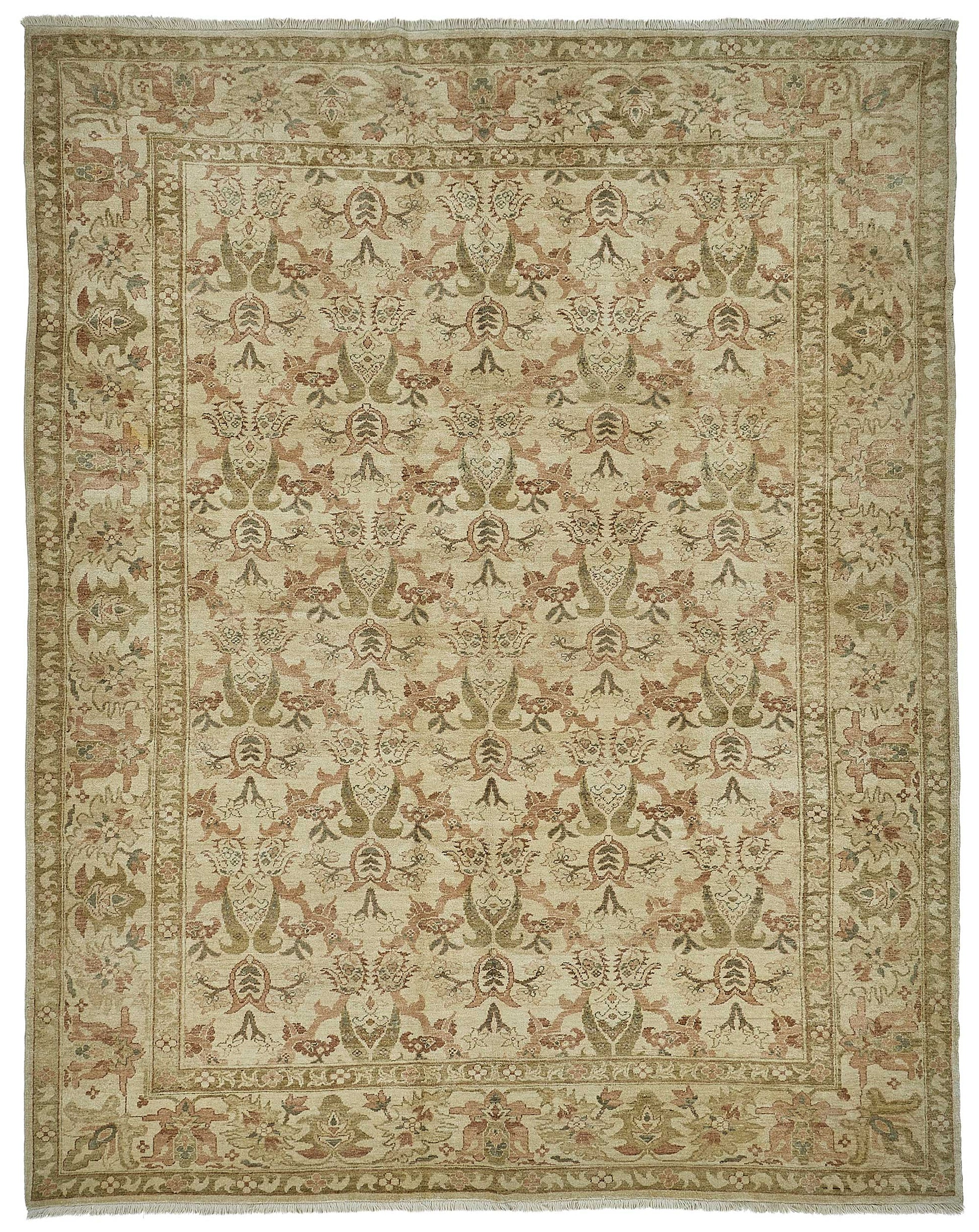 9x12 Beige Turkish Floral Oushak Rug - 51631